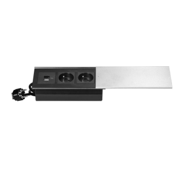 GNIAZDO MEBLOWE 2x2P+Z ORNO OR-GM-9043/G 2xUSB KABEL 1,8m